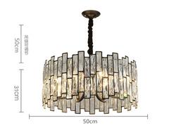 Modern Rectangular Crystal Chandelier with Dark Bronze Frame