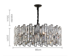 Modern Rectangular Crystal Chandelier with Dark Bronze Frame