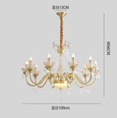 Gold Crystal Candelabra Chandelier With Faceted Crystal Accents