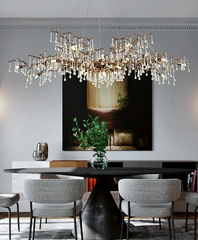 Brushed Brass Teardrop Crystal Cascading Chandelier