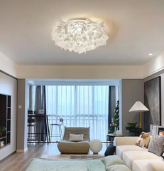 White Petal Flush Mount Light Modern Flower Ceiling Lamp