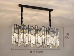 Modern Rectangular Crystal Chandelier with Dark Bronze Frame