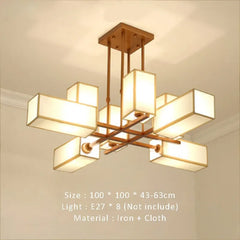 Black Geometric Fabric Shade Semi-Flush Ceiling Light