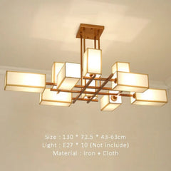 Black Geometric Fabric Shade Semi-Flush Ceiling Light