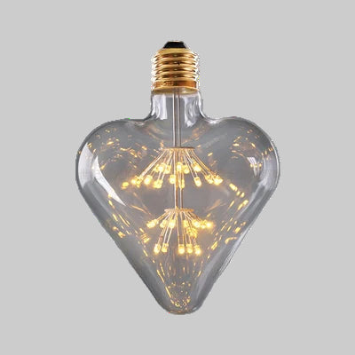 Heart-shaped LED light bulb on a gray background