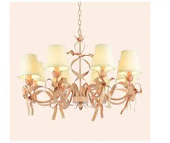 Pink Ribbon Bow Chandelier Light Fixture with Petal Accents