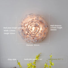 Gray Feather Wall Sconce Modern Art Deco Sconce Light