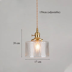 Green Fluted Glass Pendant Light with Polished Brass Accents