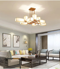 Black Geometric Fabric Shade Semi-Flush Ceiling Light
