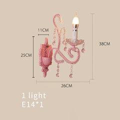 Pink Multi-Arm Candelabra Crystal Wall Sconce