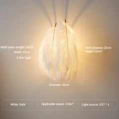 Gray Feather Wall Sconce Modern Art Deco Sconce Light