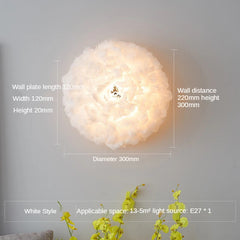 Gray Feather Wall Sconce Modern Art Deco Sconce Light