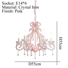 Pink Multi-Arm Candelabra Crystal Wall Sconce