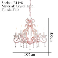 Pink Multi-Arm Candelabra Crystal Wall Sconce