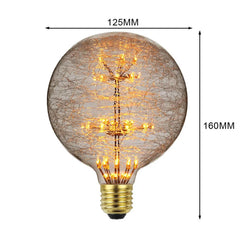 Decorative light bulb with dimensions indicated on a white background