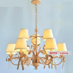 Pink Ribbon Bow Chandelier Light Fixture with Petal Accents