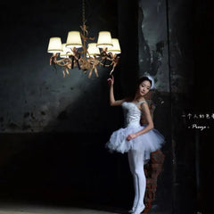 Pink Ribbon Bow Chandelier Light Fixture with Petal Accents