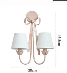 Pink Ribbon Bow Chandelier Light Fixture with Petal Accents