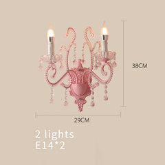 Pink Multi-Arm Candelabra Crystal Wall Sconce