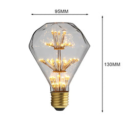 Decorative light bulb with dimensions labeled on a white background