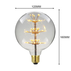 Decorative light bulb with dimensions labeled on a white background