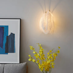 Gray Feather Wall Sconce Modern Art Deco Sconce Light