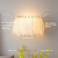 Gray Feather Wall Sconce Modern Art Deco Sconce Light