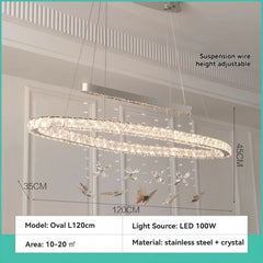 Crystal Ring Chandelier K9 Crystal Cascade Pendant Light
