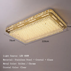 Rectangular ceiling light fixture with dimensions and material details on a gray background