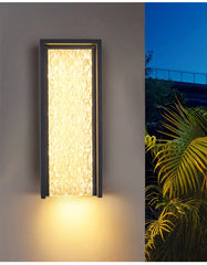 Grey Rectangular Waterfall Sconce Frosted Glass Shade IP60cm Glass