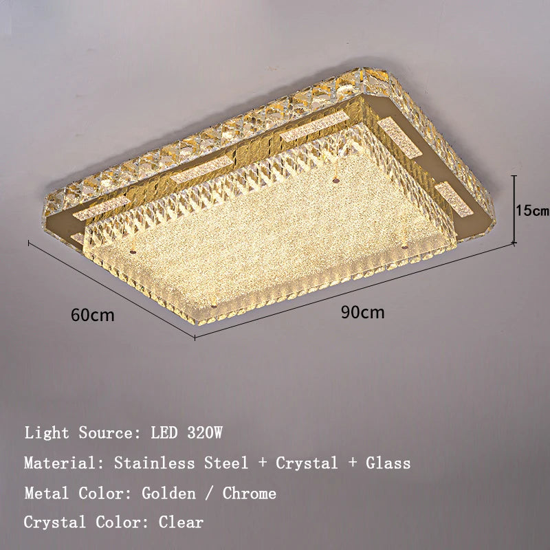 Ceiling light fixture with dimensions and material details on a gray background