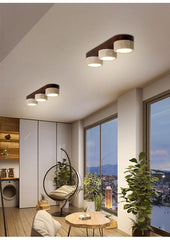 Natural Stone and Wood Linear Flush Mount Light Fixture