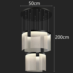 Chandelier with dimensions labeled on a black background