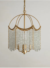 Gold Waterfall Crystal Chandelier Pendant Light with Tiered Beading