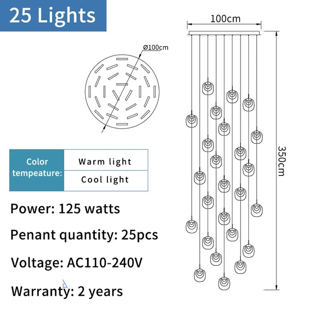 Technical specifications and diagram of a light fixture with dimensions and power details.
