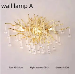 Gold Crystal Cascade Chandelier Surface Mount Light
