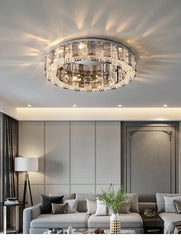 Modern Chrome Crystal Ring Semi-Flush Mount Chandelier Lighting