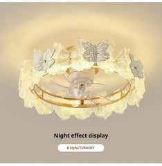 Gold Floral Glass Semi-Flush Mount Ceiling Light