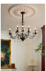 Black Candelabra Crystal Chandelier With Pearl Beads