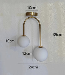 Gold Arch Dual Globe Semi-Flush Mount Ceiling Light Fixture