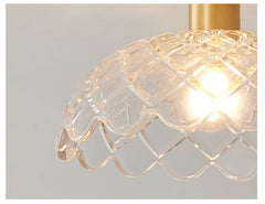 Gold Floral Glass Semi-Flush Mount Ceiling Light