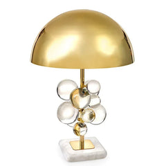 Gold Crystal Globe Cluster Table Lamp with Marble Base