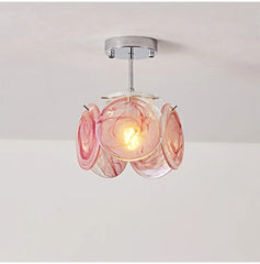 Artistic Swirl Glass Petal Pendant Light Fixture with Chrome Base