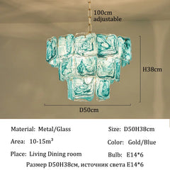 Gold Tiered Glass Chandelier Hanging Pendant Light