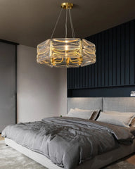 Gold Frame Geometric Crystal Chandelier Pendant Light Fixture