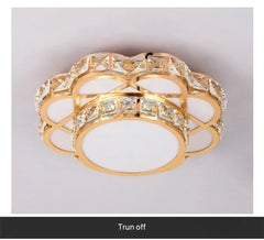 Gold Crystal Flower Flush Mount Light