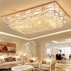 Luxurious living room with a crystal chandelier