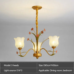 Gold Floral Arm Chandelier Hanging Ceiling Light Fixture