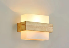 Modern Wood and Frosted Glass LED Wall Sconce Light Fixture