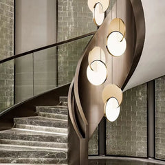 Polished Steel Geometric Pendant Light Fixture Floral Stems Glass